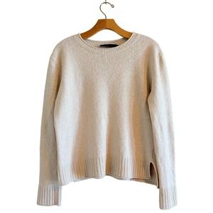 Jenni Kayne Wool Cashmere Blend Crewneck Sweater Oatmeal Beige S 457-7326-D19